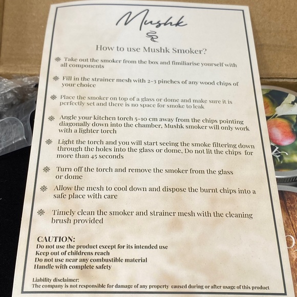 Mushk Portable Drink Cocktail Beverage Smoker with Four Tins Wood Chips New - Picture 4 of 8